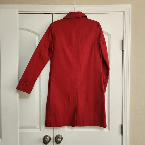 GAP Vintage Y2K Red Trench Coat size SMALL - Picture 4 of 8